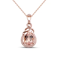 high quality artificial rose golden morganite pendant women fashion necklace clavicle chain