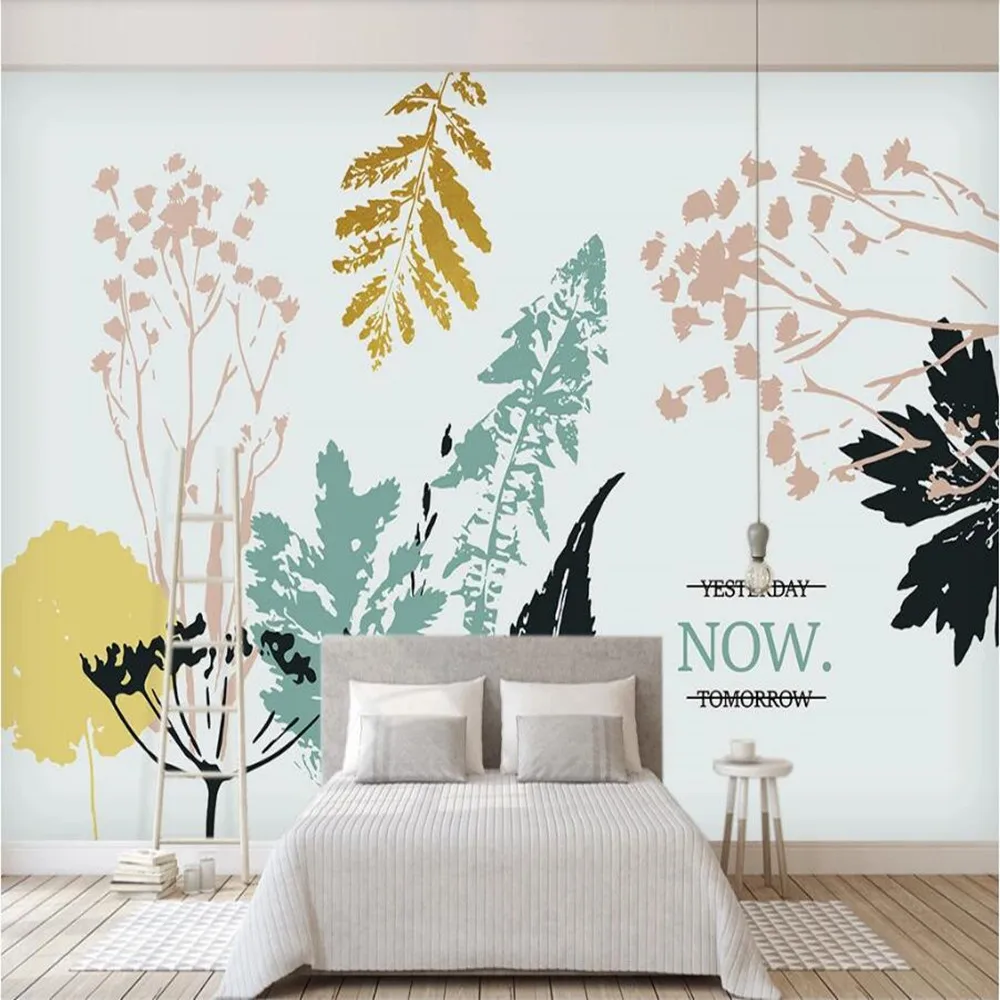 

Milofi на заказ Большие Настенные обои 3D маленькие свежие листья растений фон Настенные обои