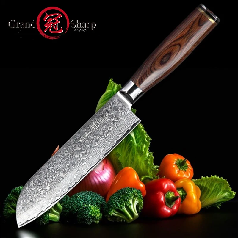 Grandsharp 2 шт набор ножей из дамасской стали 67 слоев японской vg10 шеф повар сантоку
