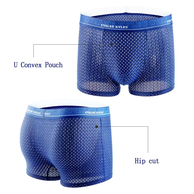Male Boxer Panties Ice Silk Men's Underwear Boxers Breathable Man Boxer Underpants Comfortable Mesh U Convex Pouch Shorts L-4XL