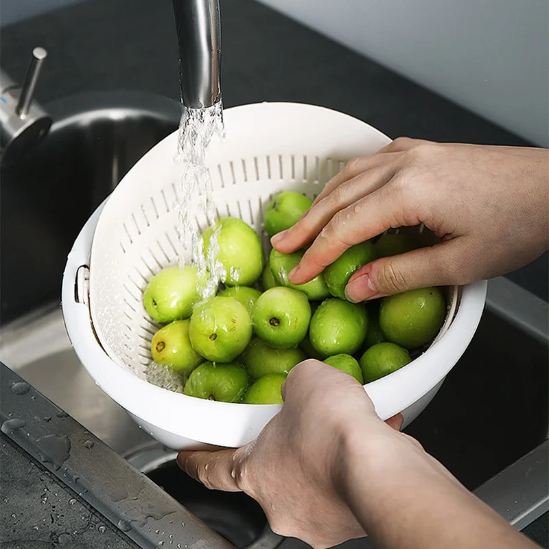 Корзина для овощей двойная пластиковая корзина слива кухонная чаша лапша