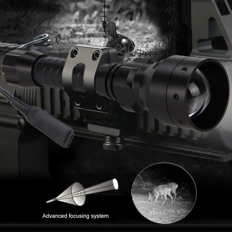 

Фонарик для охоты T50 IR850, регулируемый, с функцией ночного видения, с USB, с аккумулятором 18650