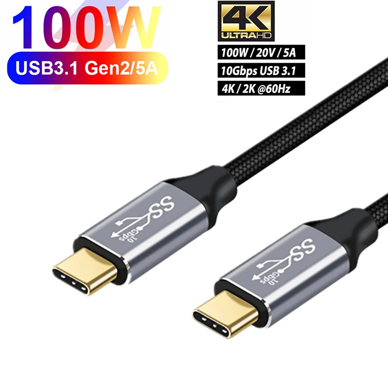 

USB C To Type C Fast Cable 5A PD 100W USB 3.1 Gen 2 Quick USB-C Cable For Macbook Pro Samsung S10 Note20 PD 3.0 QC 4.0 Cord