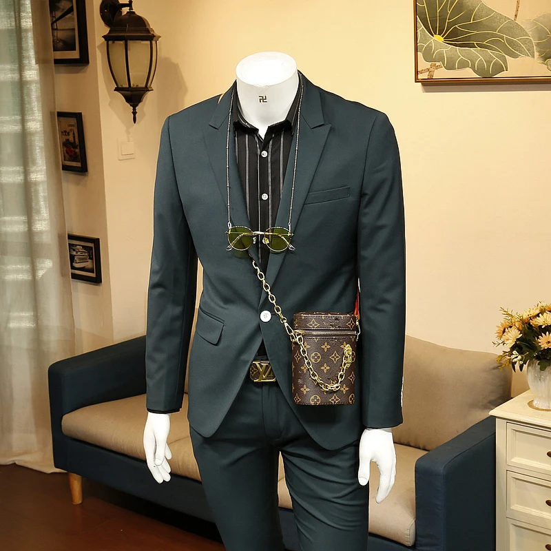 XM GEEKI модный мужской темно-зеленый костюм куртка Мужские костюмы британское