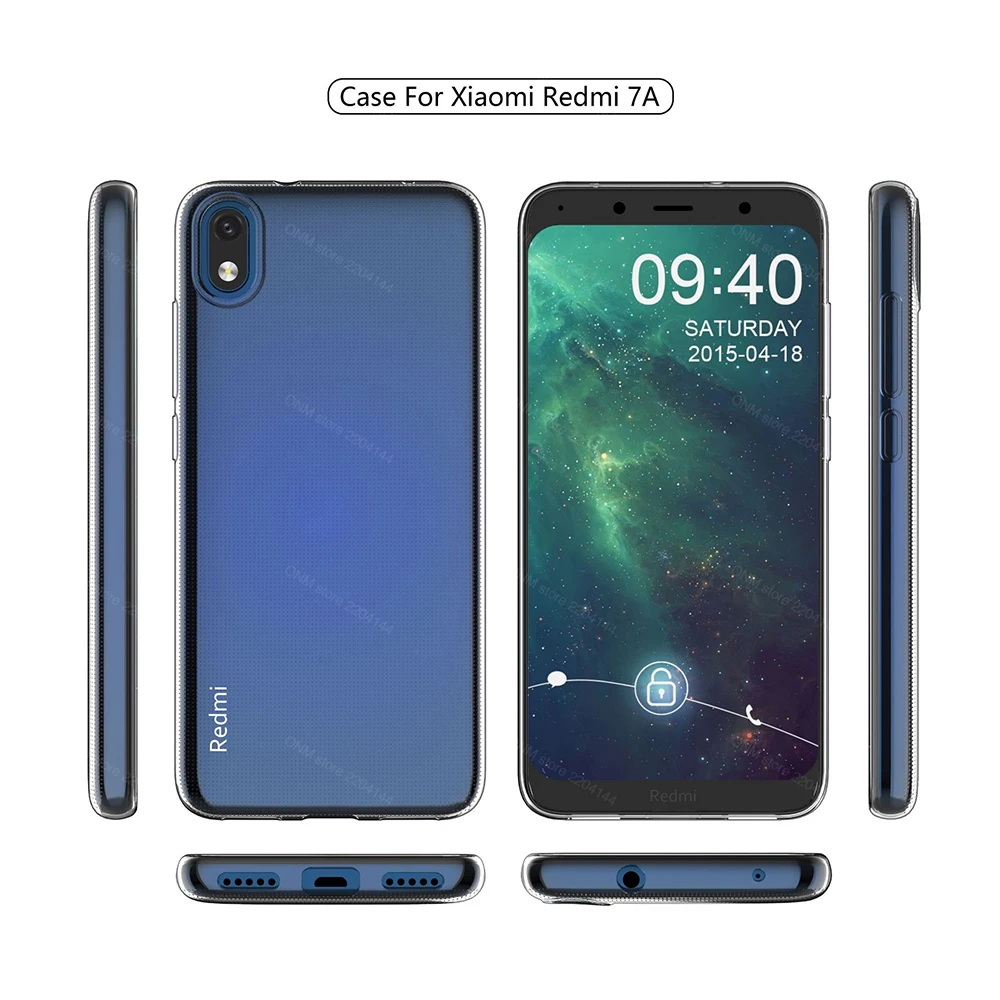 Чехол для Xiaomi Redmi 7A прозрачный силиконовый бампер мягкий чехол прозрачная задняя