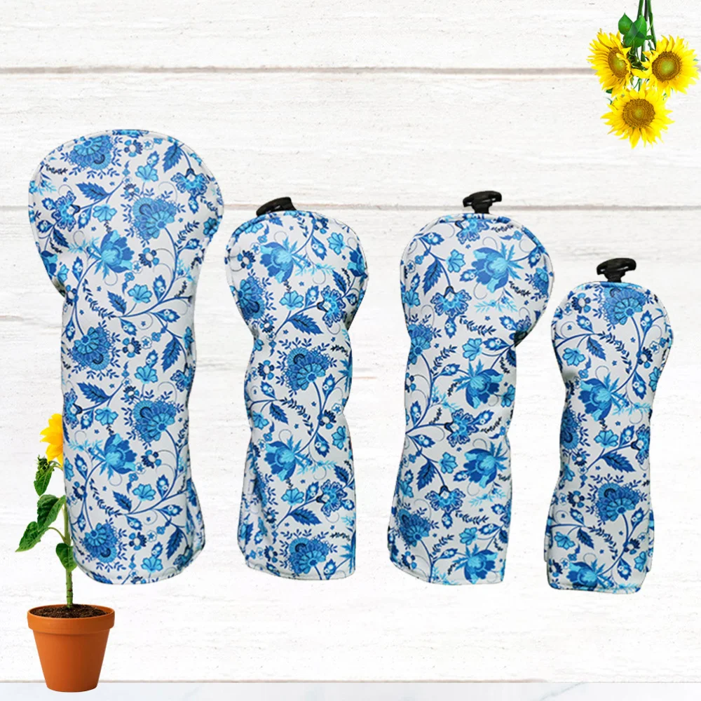 

4 Pcs Practical Club Head Cover PU Leather Headcovers Club Head Protector Cover for Indoor Outdoor (Compatible for 1/3/5/UT Club