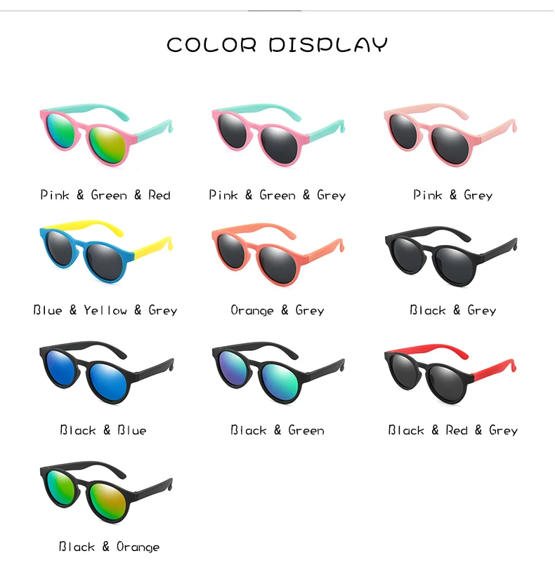 

LongKeeper Rubber Polarized Sunglasses Kids TR90 Boys Girls Round Sun Glasses Silicone Safety Glasses for Children Baby UV400