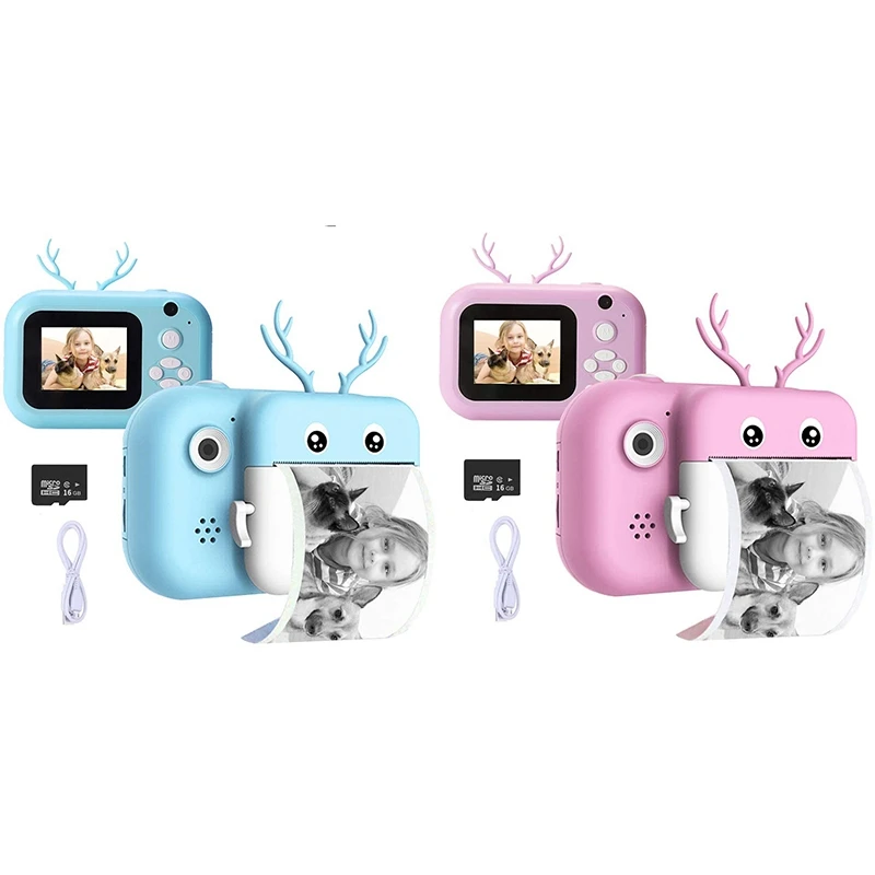 

Моментальной печати Камера для детей 1080P 2,4 дюймов Цвет Sn цифрового видео Камера с Бумага пленки и SD картой памяти на 16 Гб