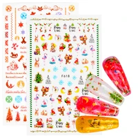 1 pc 3d nail slider christmas sticker decals christmas tree flower design adhesive manicure tips nail art decorations