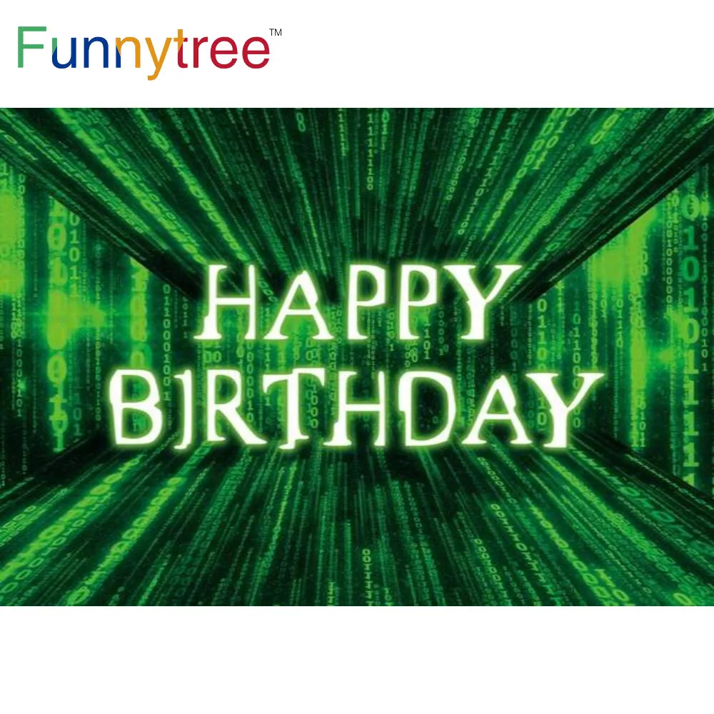 Фон Funnytree с днем рождения виртуальный мир будущее стиль зеленое
