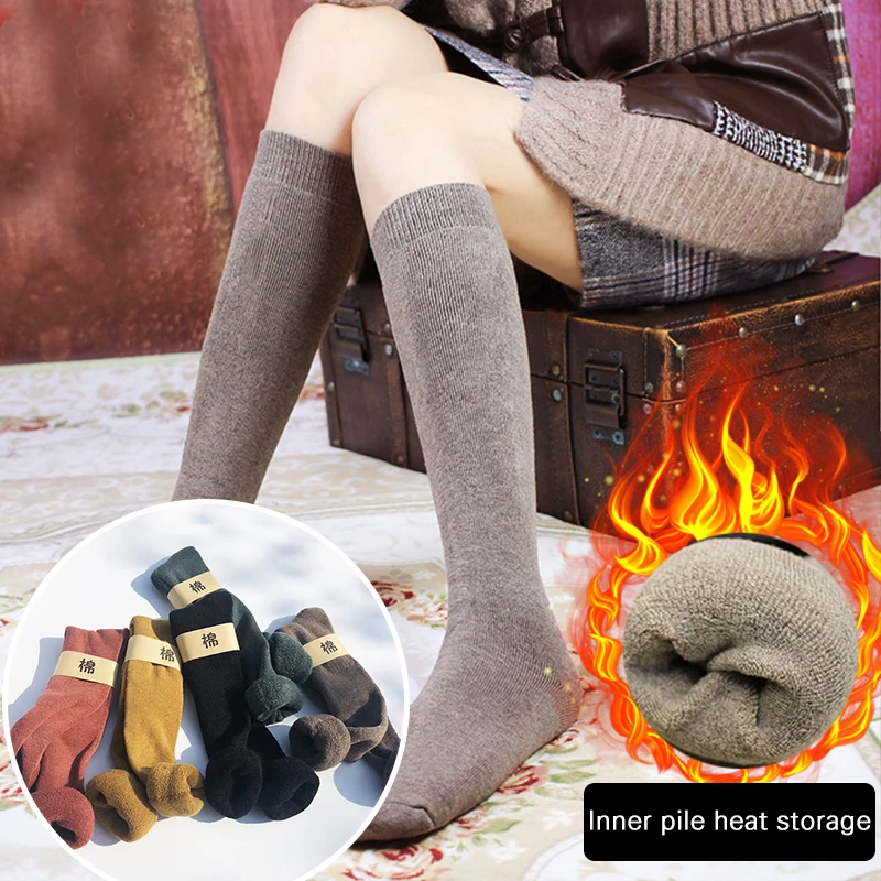 

Women's Knee High Stocking Socks Thick Knitting Long Socks Rib Cuff Warm Winter Legs Tights for Boots AIC88