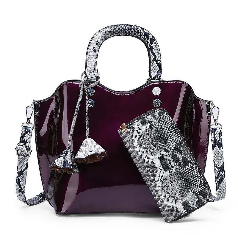 

mother bag handbag women's enameled leather sequins flower wrapped serpentine handbag with one shoulder inclined bag