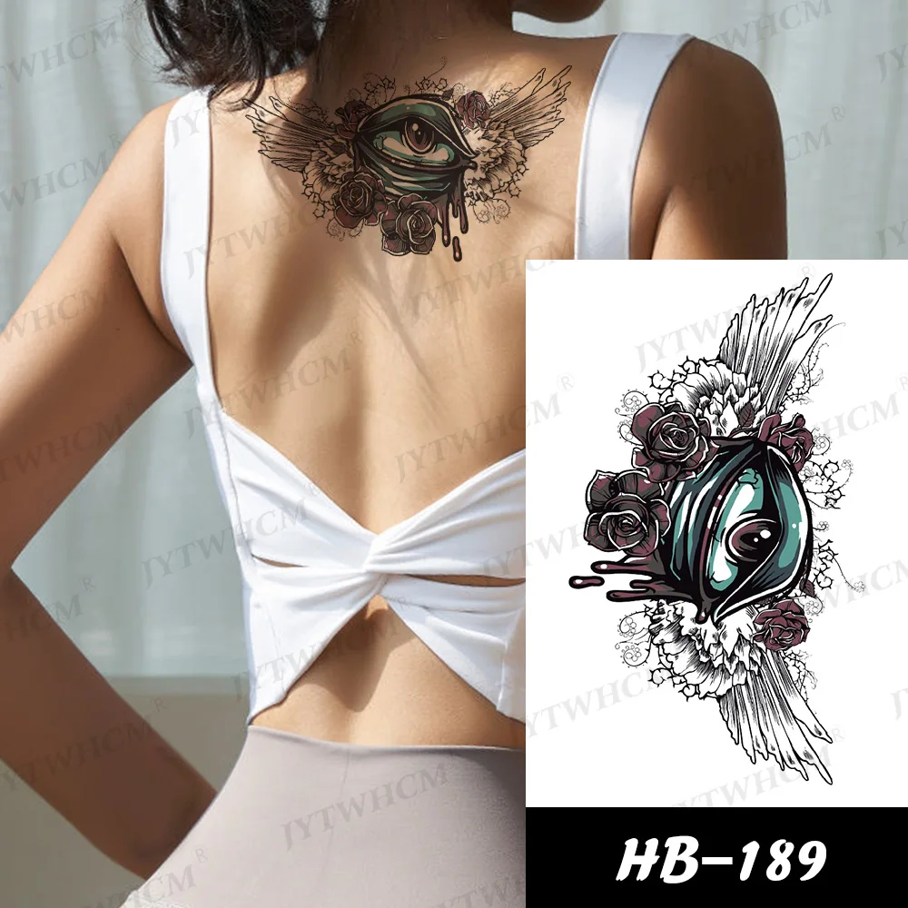 Tattoo Sticker Waterproof Animated Stickers Swallow Art Arm Sleeve Temporary Japanese Body Pink Rose Design Fake Tattoos | Красота и