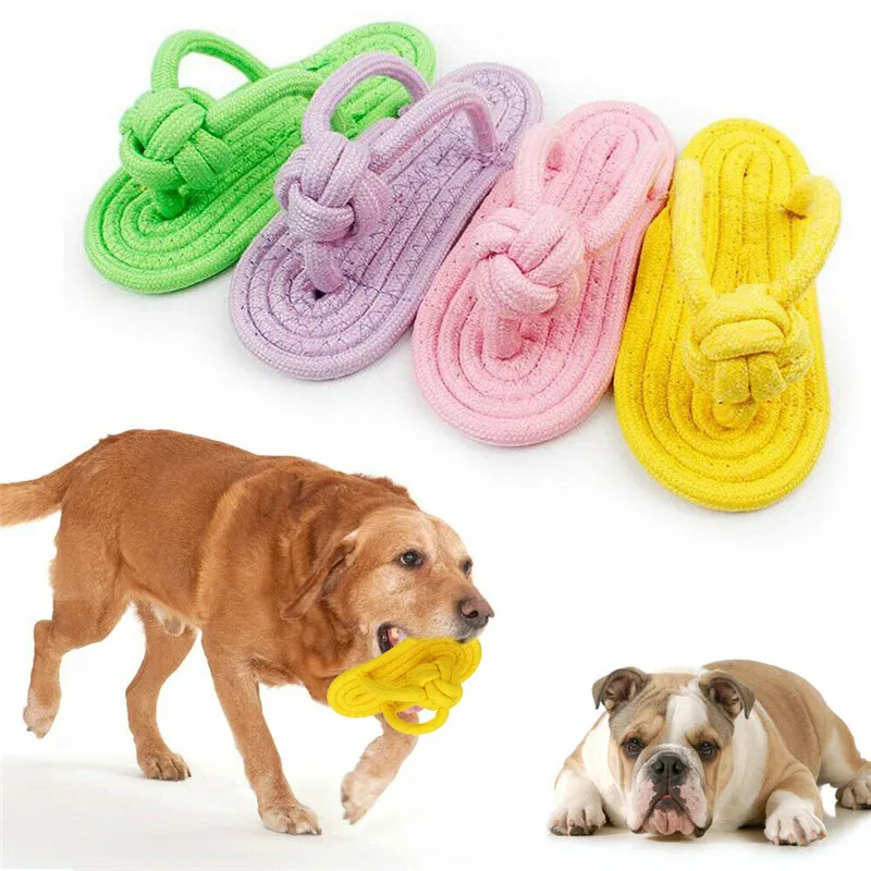 Creative Cotton Rope Pet Dog Cat Chew Slipper Toy Funny Flip Flop Puppy Dog Teeth Training Cleaning Molar interactive Toys