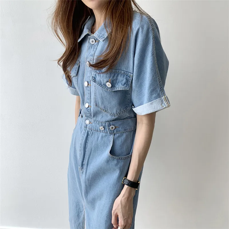 

Hzirip New Hot Wild Trend Korean Fashion Summer Version Personality Backless 2020 High Waist Casual Denim Split Women Dress
