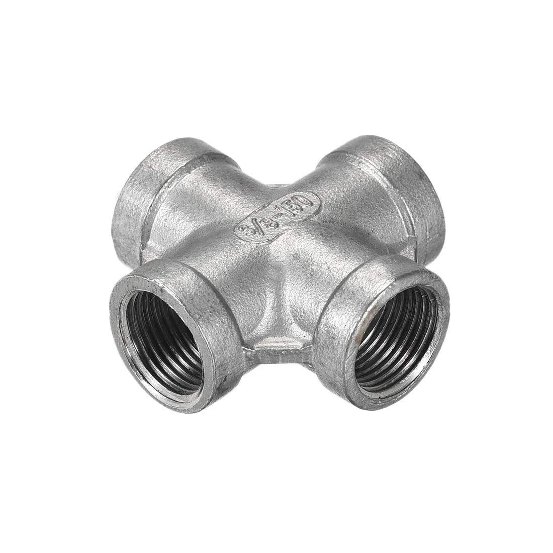

uxcell 2pcs Cross Pipe Fitting BSPT3/8 Female Thread Nipples Coupler Equal Dia 4-Way Joint fit DN10 Pipe 201 Stainless Steel