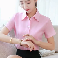 korean fashion summer cotton women shirts white short sleeve women blouses ladies pink womens tops and blouses