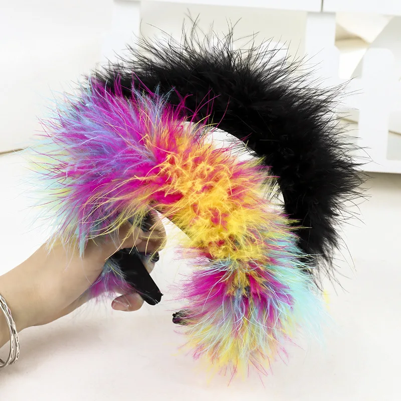 

Long Fluff Colorful Headbands For Women Hairbands Exaggeration Hair Accessories Hairband for Girls Sparkling