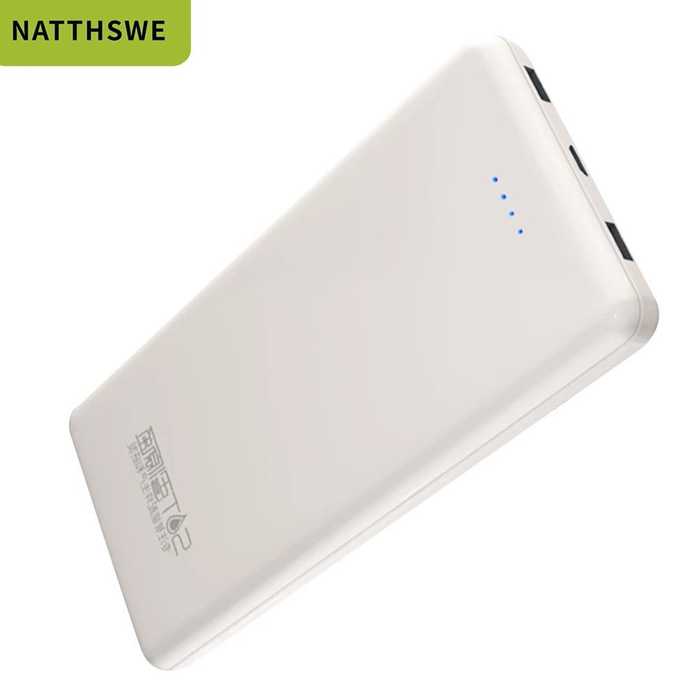 NATTHSWE внешний аккумулятор 20000 мА/ч портативная зарядка повербанк двойной USB тонкий