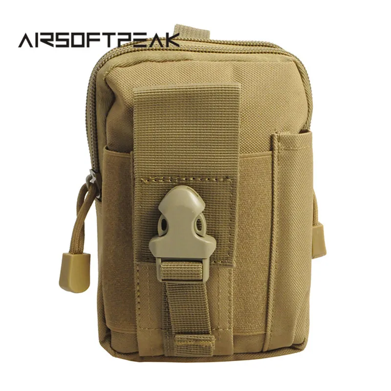 Tan AIRSOFTPEAK Тактический мешок Molle Поясная сумка Спортивный подсумок Военный комплект Телефонный чехол для Iphone 7 Сумки для охоты - Цвет: Tan