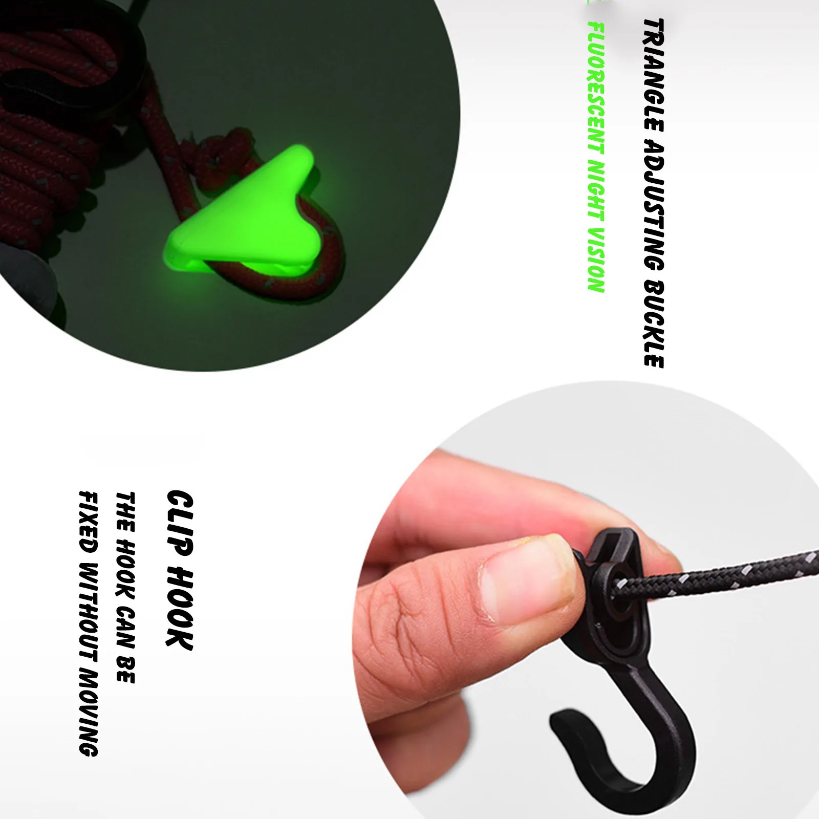 

Outdoor Camping Tent Rope With Hook Anti-skid Nylon Clothesline Canopy Sling Rope Strap Clothesline Hook Up For Camping