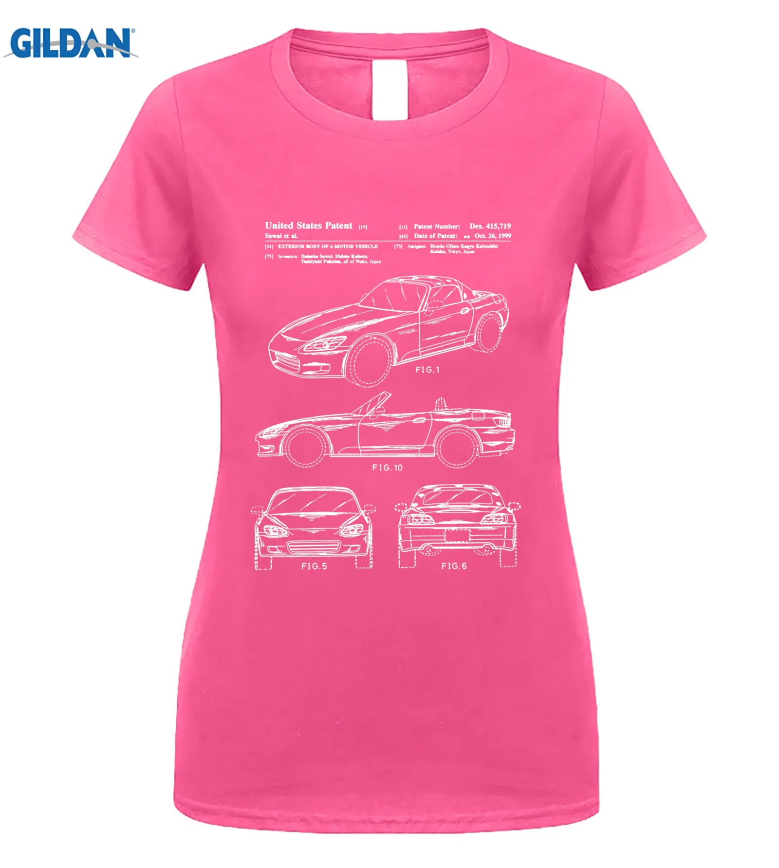 women pink Honda S2000 патент белая футболка - Цвет: women pink
