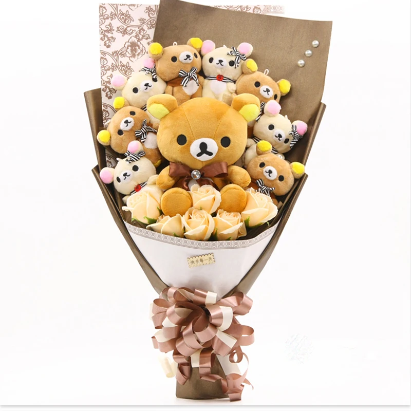 

Easy bear soap flower plush bouquet toy Valentine's Day Christmas Gifts girl friend present