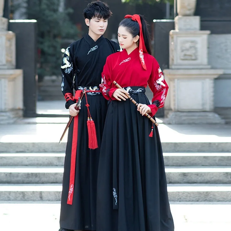 

hanfu was widely great-coat national wind sleeve cuff shirt embroidered the ancient costume jacket everyday couples CP