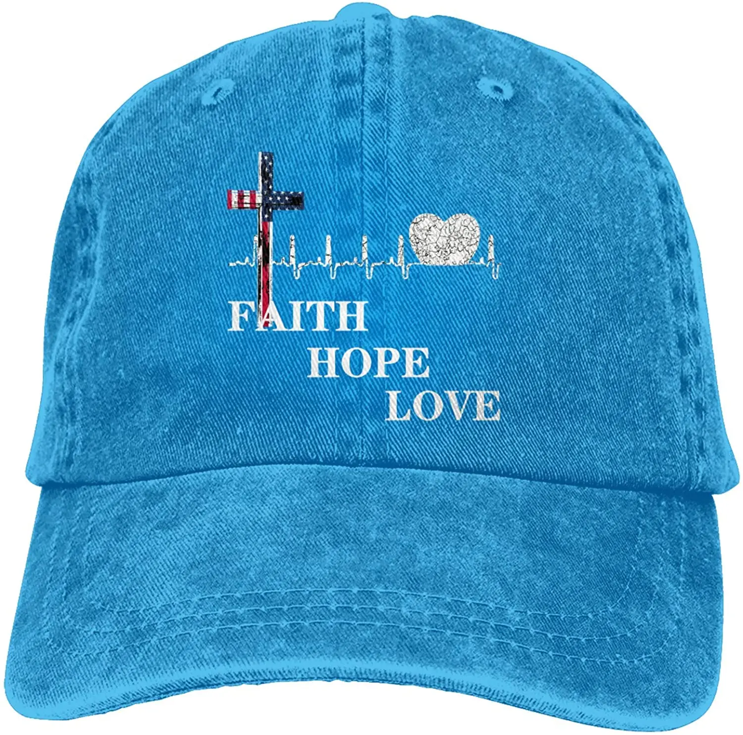 

Faith Hope Love Sports Denim Cap Adjustable Unisex Plain Baseball Cowboy Snapback Hat