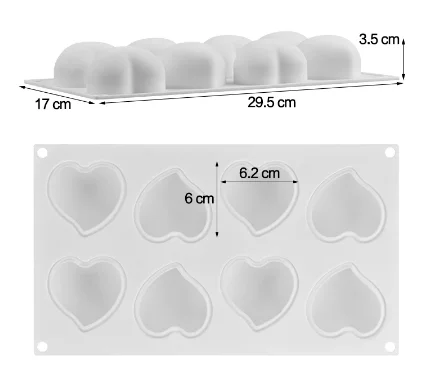 

Silicone Mold Silikolove Handmade Heart-Shaped 3D Soap Mold Chocolate Cake Fudge Resin Mold For Soap Making Kitchen Tools