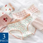 WONTIVE 1 шт. 3 шт. в комплекте женское милое 100% женское милое школьное нижнее белье с принтом вишни трусы Лолита шорты для мальчиков шелковые