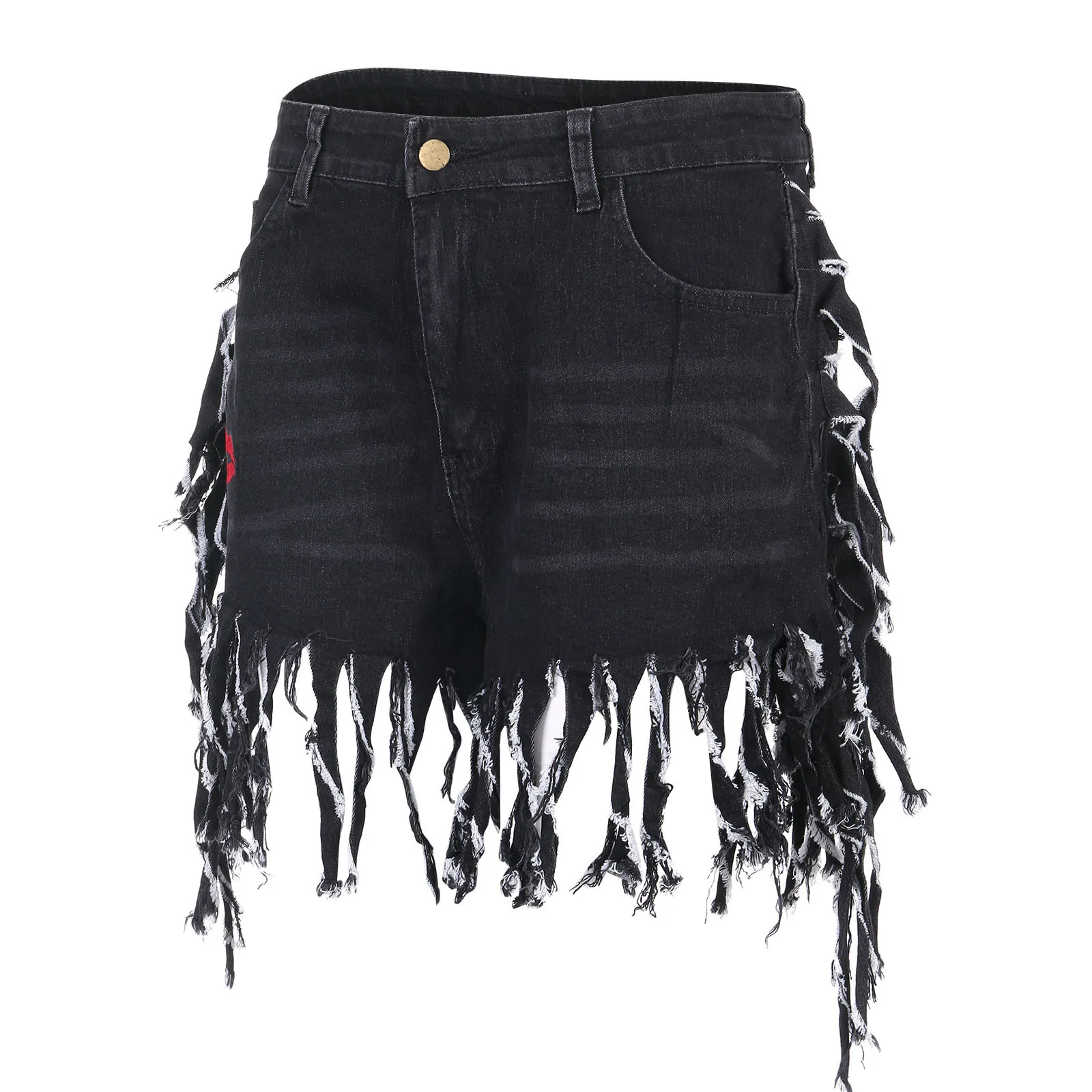 

Women's Casual Denim Tassel Shorts Frayed Hem Ripped Jeans Shorts Bottom Pants Pantalon Corto Mujer Verano