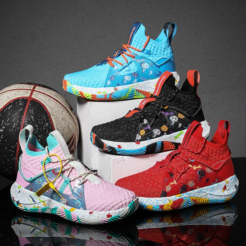 High-top Colors Printed Men's Basketball Shoes Professional High Quality Basketball Sneakers Men Cushioning Women's Sports Shoes