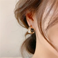 wholesale korean retro silver plated shell flower stud earrings handmade petal gold plated jewelry gift