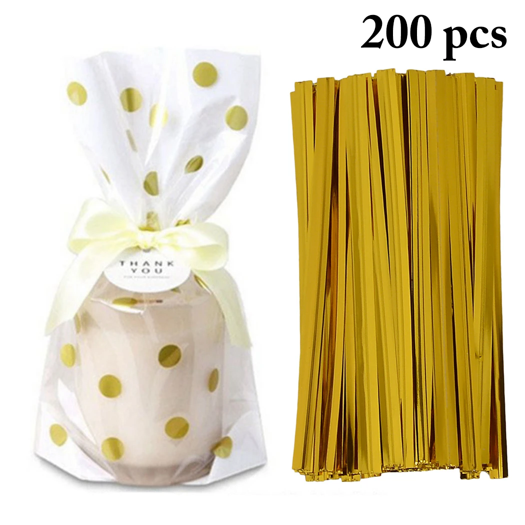 

50pcs Cute Dots Plastic Pack Candy Cookie Soap Packaging Bags Cupcake Wrapper Self Adhesive Sample Gift Bag with Twist Tie