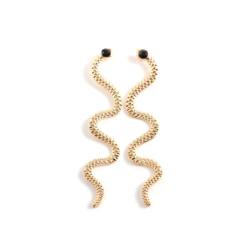 Women Europe Personality Distorted Snake Geometric Hip-Hop Earrings Female Exaggerated Serpentine Embossed Stud Earings Jewelry | Украшения