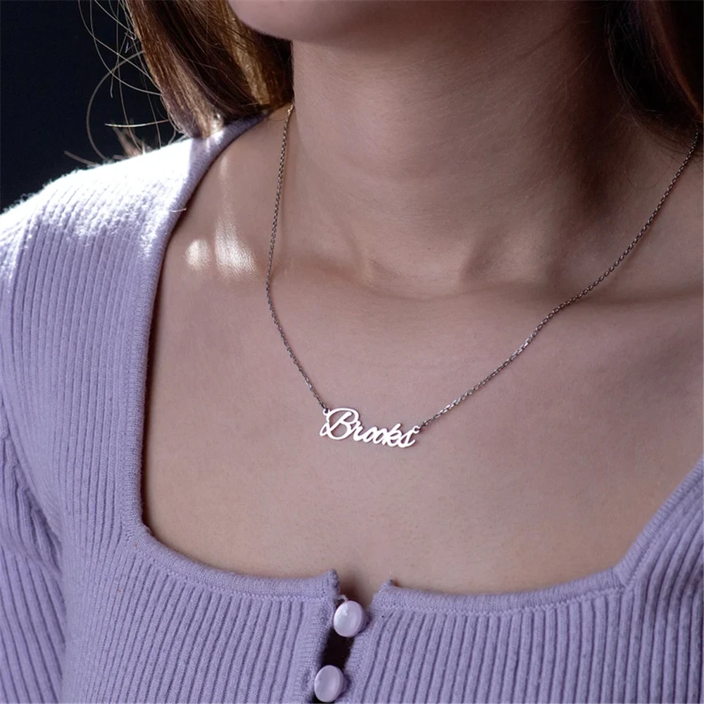 

Индивидуальное ожерелье, индивидуальное название, искусственная цепь из нержавеющей стали для мужчин и женщин, чокер для мальчиков, подарк...