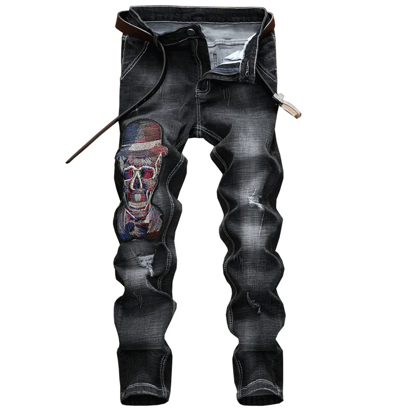 

Hip HopDesign Brand Jeans For Men'S Straight 2020 Fashion Hole Ripped Distressed Moto Bike Vintage Jean Plus Size