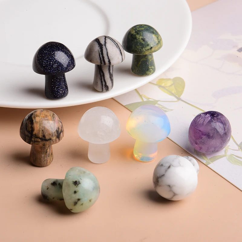 

1PC Natural Stones Colorful Fluorite Mini Mushroom Statue Crystal Gems Carved Crafts Reiki Healing Stone Home Decoration Gifts