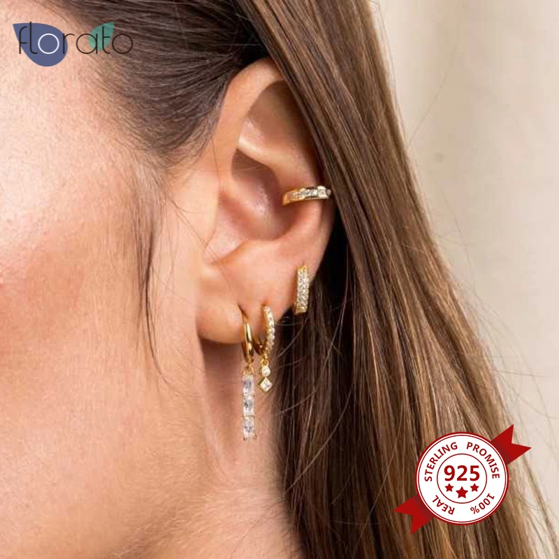 

New Product Hoop Earrings 925 Sterling Silver White Zirconia Pendant Jewelry For Women Minimalist Earring Jewelry Children Gifts