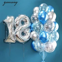 32inch sliver blue digital foil confetti balloons anniversaire aluminum birthday wedding party decorations baby shower globos