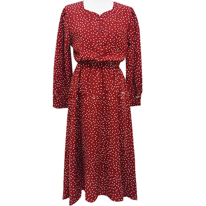 Осенние базовые платья Лидер продаж женское винтажное платье с длинным рукавом и