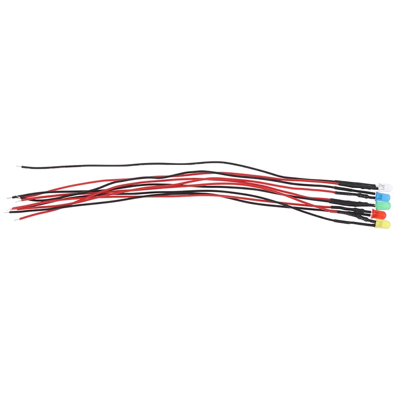 5X Min F3 3mm 20cm Pre Wired LED Round Light Lamp Bulb Chip Beads Cable DC White Warm Red Green Blue Yellow Emitting Diodes | Автомобили и