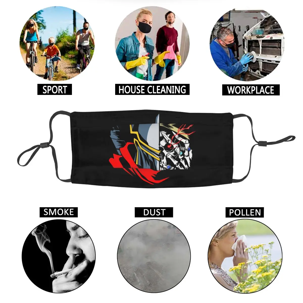 

Face Mouth Mask Momonga Overlord Anti Haze Dust Dustproof High-Q Mouth Protection Cover Respirator