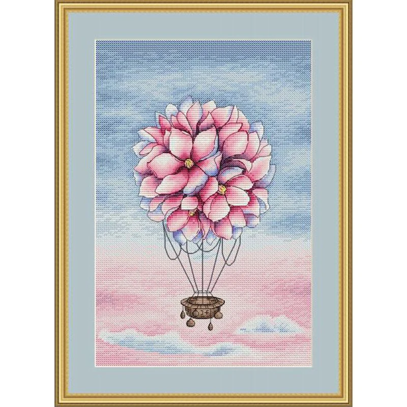 

Higher quality 2020 top Quality lovely counted cross stitch kit hot air balloon Sika flower balloon Needlework Free Shipping