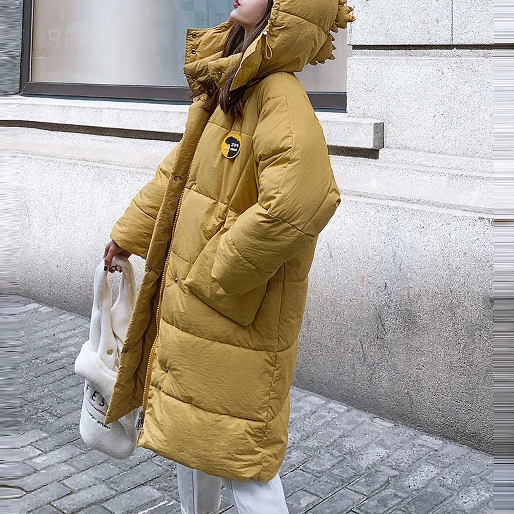 manteau femme winter coat Women Winter Dinosaur Print Hooded Pocket Long Sleeve Coat abrigos mujer invierno