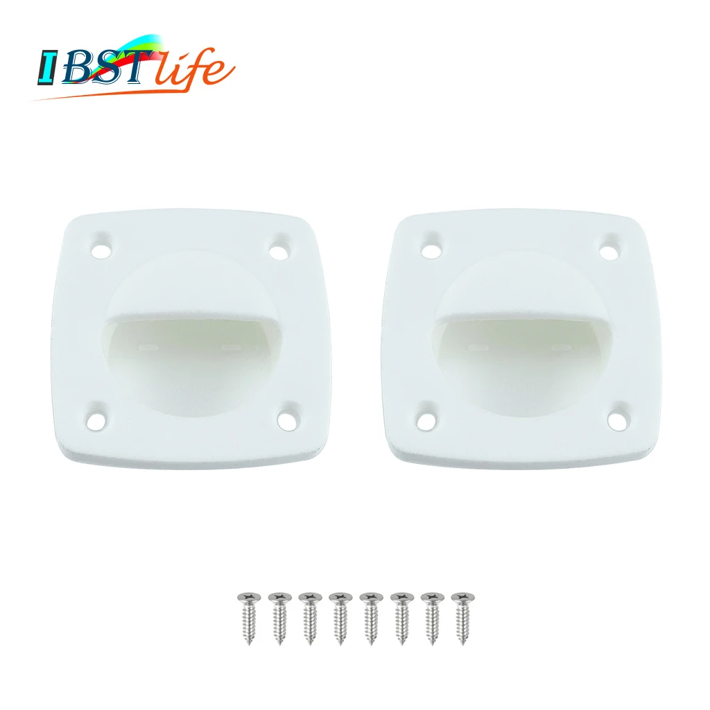 

2PCS White Nylon Recessed Flush Sliding Door Handle Pull Square Hatch Pull Handle Motorboat Marine Boat Yacht Cabin Accesories