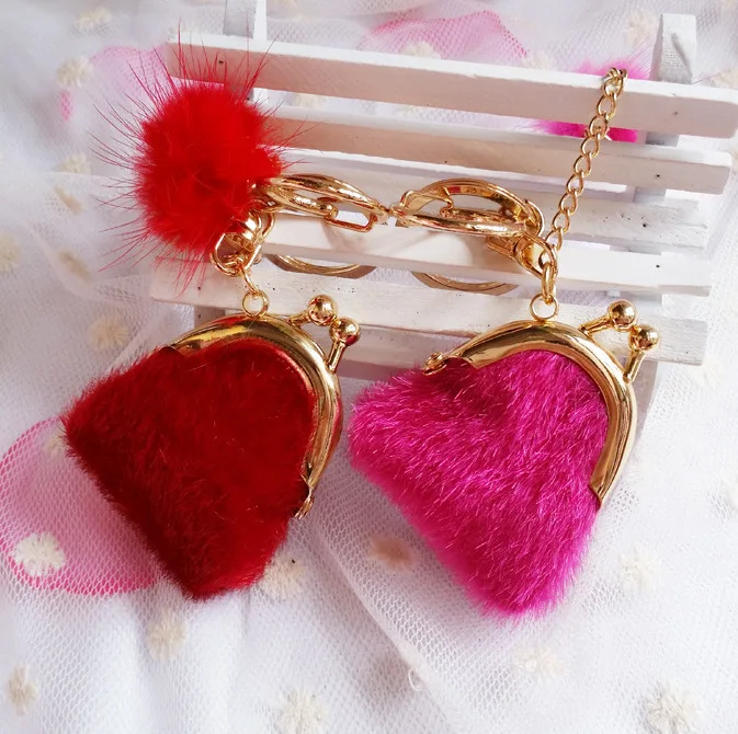 Small Change Storage Bag Key Chain Ladies Hand Mink Tassel Women's Bag Mini Mobile Phone Coin Purse Key Chain Gift