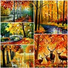 Алмазная живопись сделай сам с осенними листьями, картина с полными квадратными стразами, цветная вышивка крестиком ручной работы, мозаика для домашнего декора стен