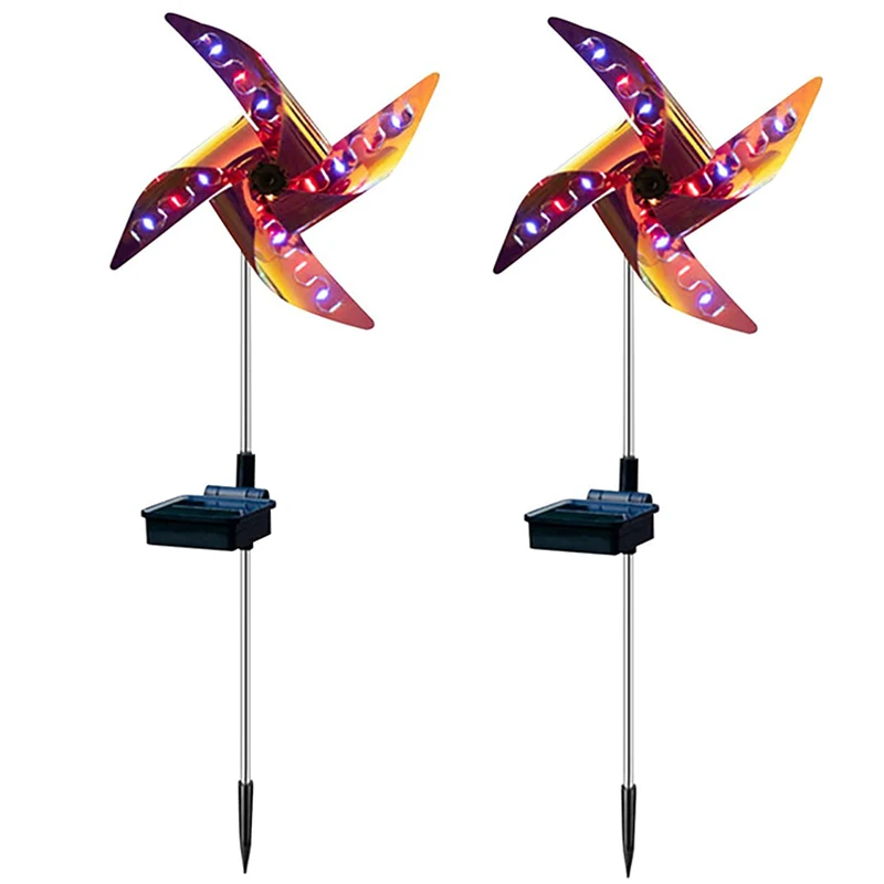 

Мельница на солнечной батарее для сада, разноцветная светодиодная ветровая скульптура, садовый ландшафтный светильник на солнечной батаре...